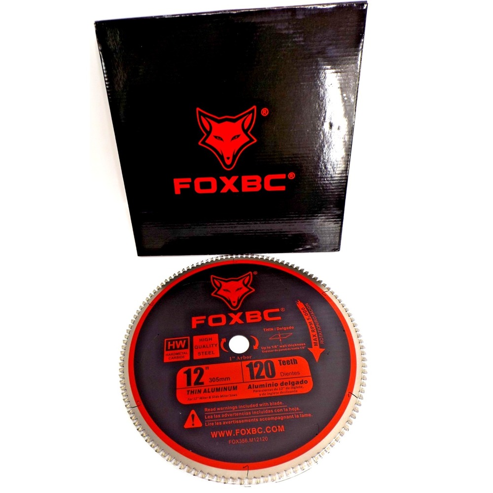 FOXBC 12" x 120 Teeth Metal Carbide Miter Saw Blade 1" arbor = Aluminum & copper
